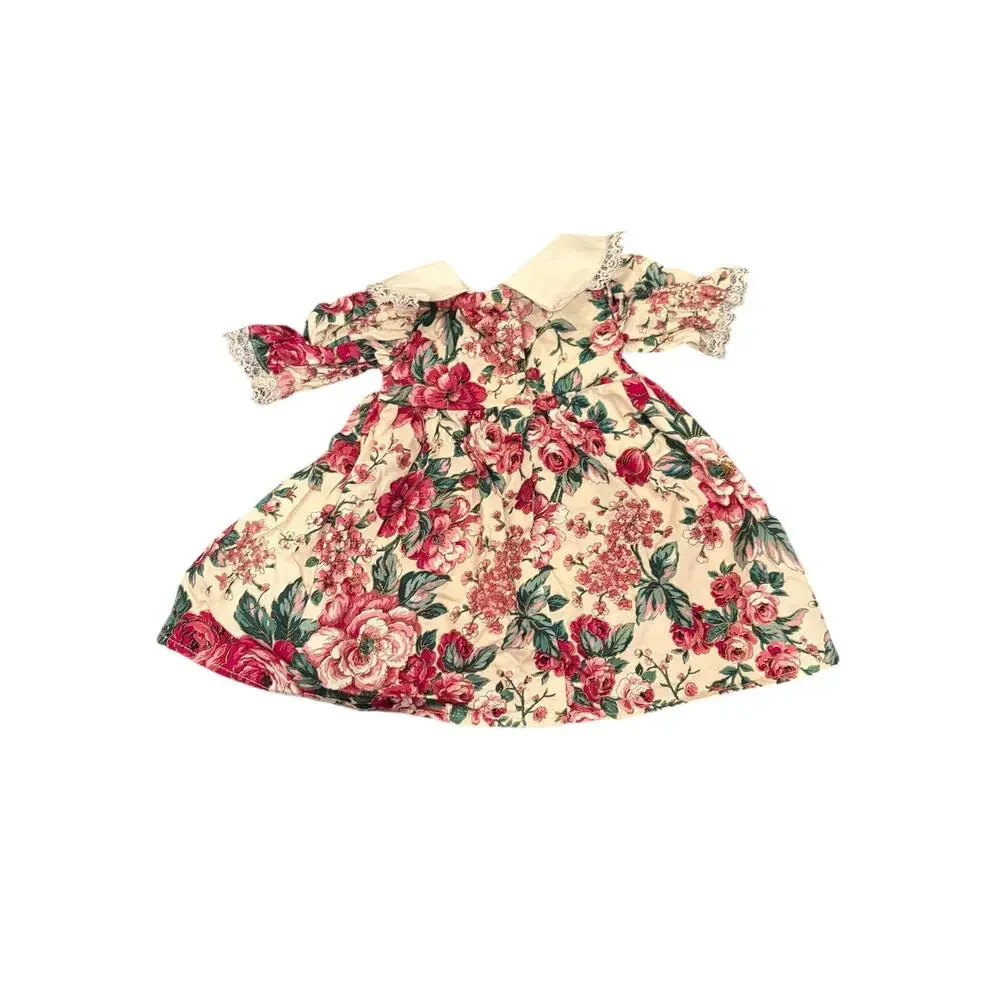 18 Inch Doll Floral Dress Kirsten Embroidered Lace Collar Cream Pink